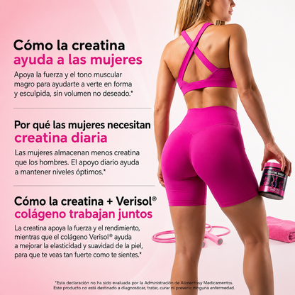 Bold Buns Creatina para mujeres – Suplemento de construcción de glúteos con colágeno y BCAA