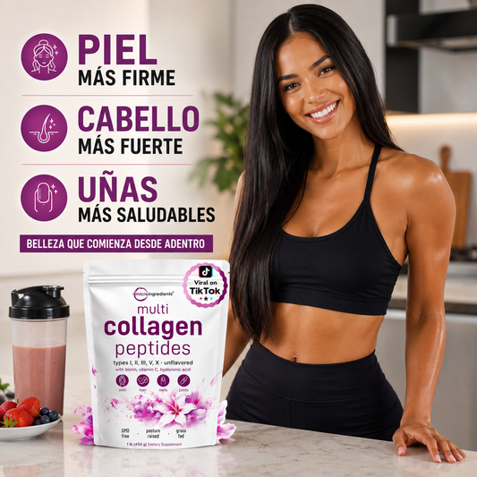Colágeno Hidrolizado 5 en 1 - Piel Firme, Cabello Fuerte y Articulaciones Sanas