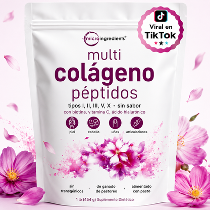 Colágeno Hidrolizado 5 en 1 - Piel Firme, Cabello Fuerte y Articulaciones Sanas