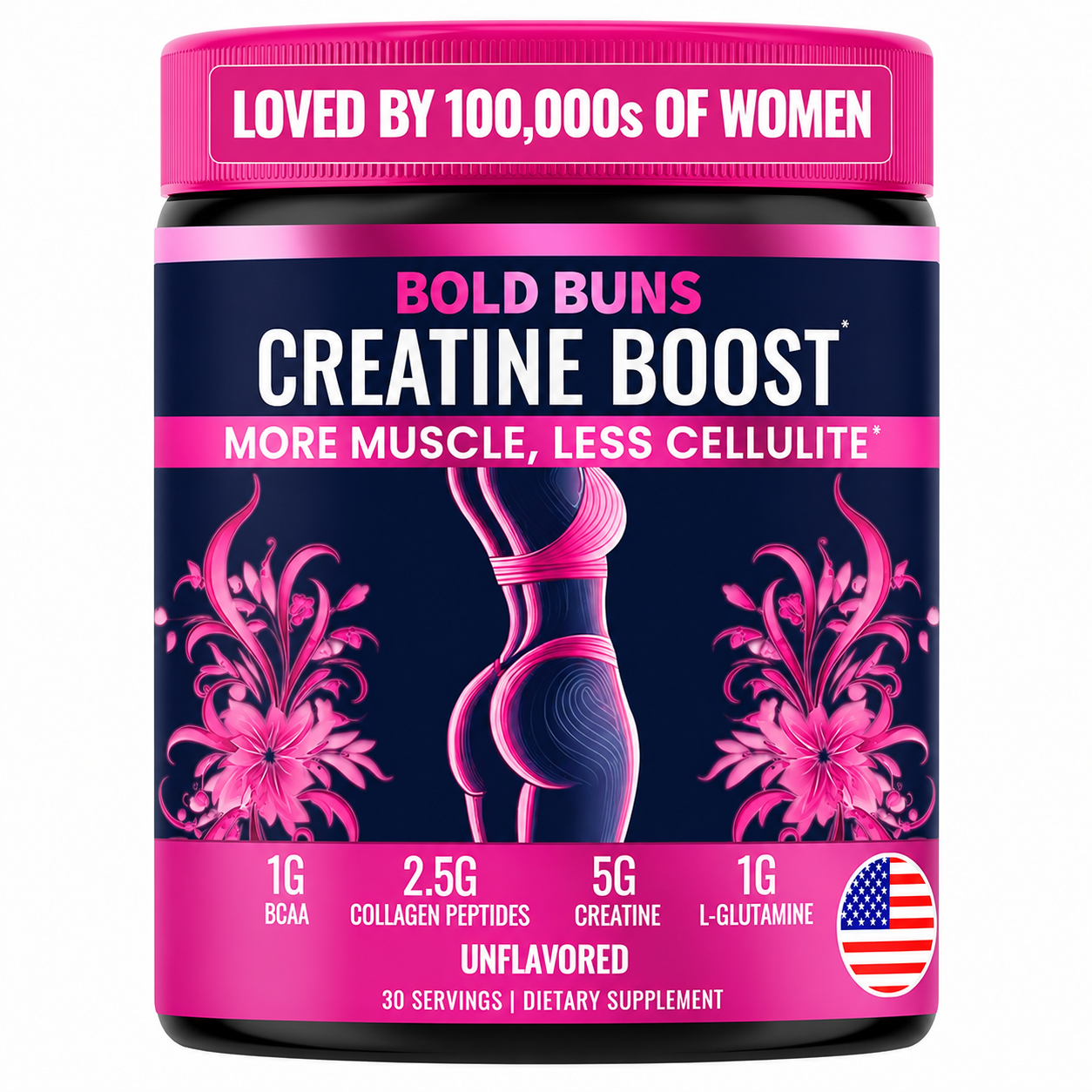 Bold Buns Creatina para mujeres – Suplemento de construcción de glúteos con colágeno y BCAA